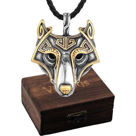 Collier De Loup Viking Fenrir Pour Hommes Et Femmes Pendentif Tête De