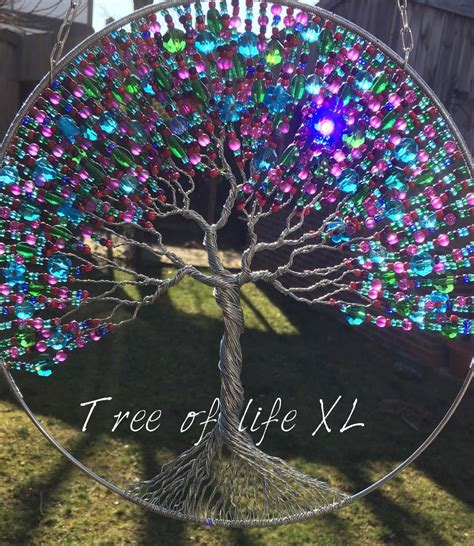 Extra Large Tree Of Life With Glass Beats Wire Tree Sculpture Wire