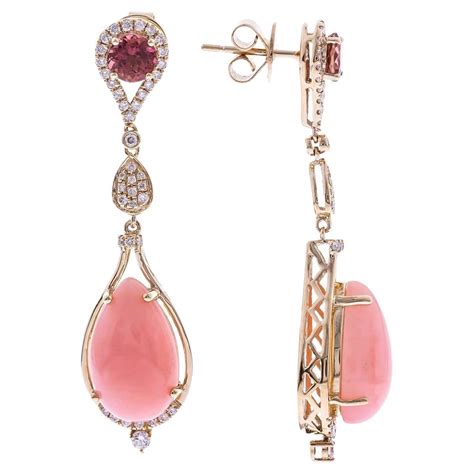 Peruvian Pink Opal Lapis Rondelle Gold Earrings At 1stdibs