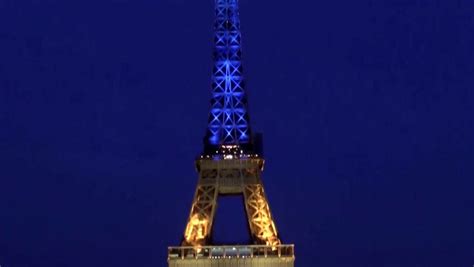 National Post Eiffel Tower Lights Up In Solidarity With Ukraine