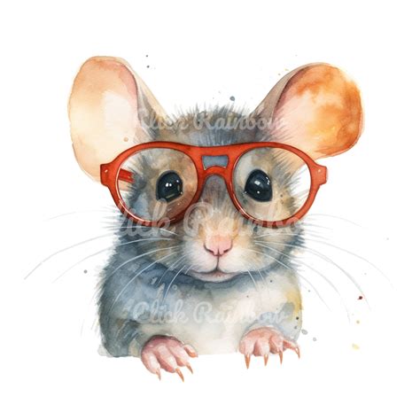 Souris avec lunettes Clipart 12 PNG de haute qualité Funny Etsy