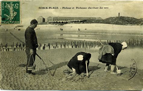 Berck Plage Pêcheurs et pêcheuses cherchant des vers Carte postale