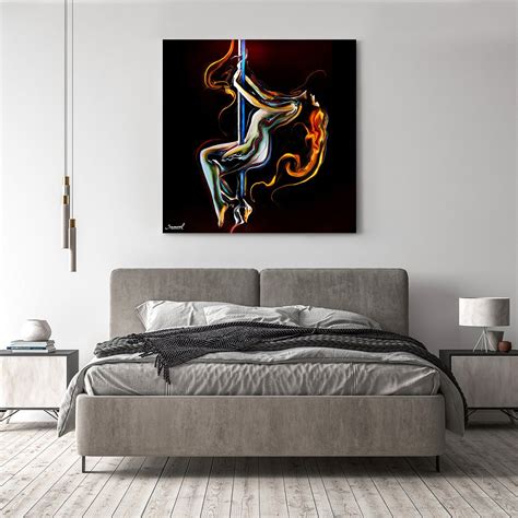 Dreamy Erotic Art Print Seductive Wall Decor Original Sensual Canvas Art The Pole Girl Etsy