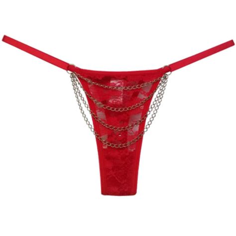 Calcinha Fio Dental Correntes At O Fim Contigo Vermelha Lingerie