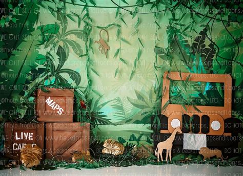 Safari Jungle Photography Backdrop Vines Cake Smash Palm Etsy