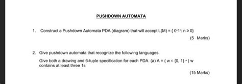 Solved Pushdown Automata Construct A Pushdown Automata Chegg