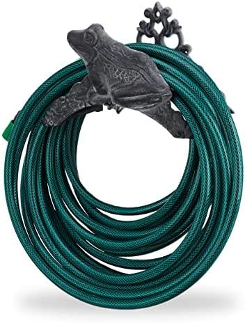 Relaxdays Garden Hose Holder Cast Iron Frog Nostalgic Hose Reel