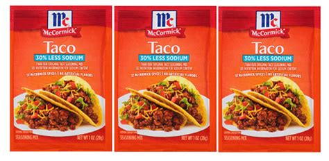 Mccormick 30 Less Sodium Taco Seasoning Mix 3 Packet Pack Shop Jadas