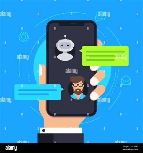 Chatbot Concept Chatting With Man On Phone Online Conversation