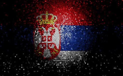 Download Wallpapers Serbian Flag Mosaic Art European Countries Flag