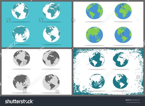 Big Set Planet Earth Icon Flat vector de stock libre de regalías