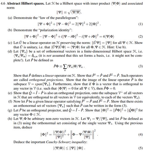 Solved 6 Abstract Hilbert Spaces Let H Be A Hilbert Space Chegg