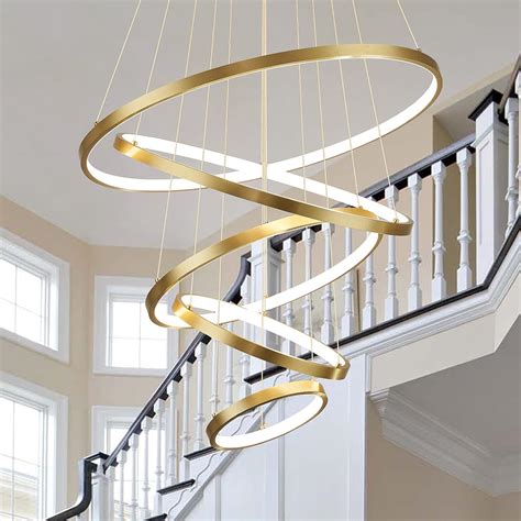 Airyphant 5 Ring Led Chandelier Modern Gold Chandeliers With Remote