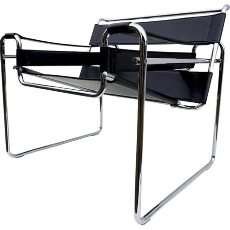 Mid Century Black Leather Marcel Breuer Wassily Chair S