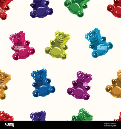 Vector Seamless Gummy Bear Candies Pattern Colorful Assorted Candy