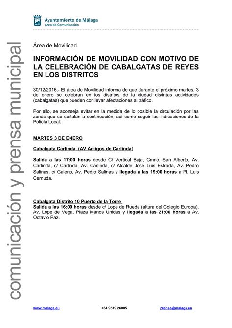 Informaci N De Movilidad Con Motivo De La Celebraci N De Cabalgatas De