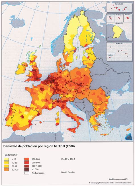 Mapa Densidad Poblacional De Europa Mapa Escolar Mapas Apuntes De Lengua