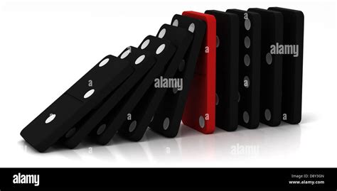 Black Dominoes Falling Over On A White Background Stock Photo Alamy