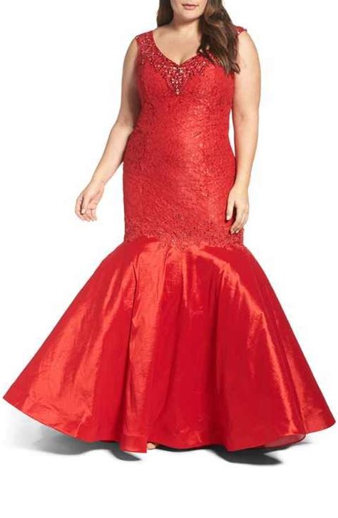 Mac Duggal Embellished Lace And Taffeta Mermaid Gown Plus Size