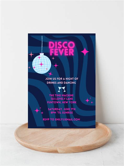 Editable Disco Birthday Party Invitation Birthday Invite Disco