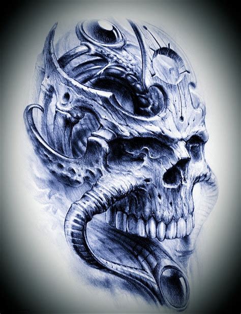 Skull biomechanical tattoos | newtattooideas