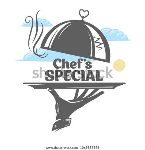 Hand Holding Tray Lid Chefs Special Stock Vector Royalty Free