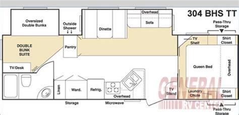 Pin by Leilanic on Rv floor plans | Rv floor plans, Overhead storage, Double bunk