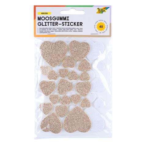 Moosgummi Glitter Sticker Herzen II Folia 23787