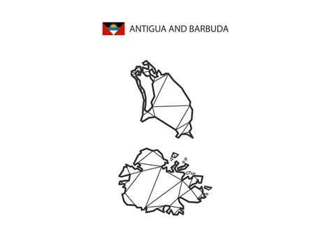 Mosaic Triangles Map Style Of Antigua And Barbuda Isolated On A White