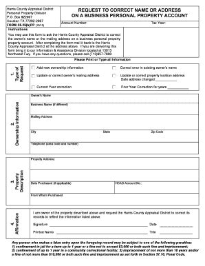 Fillable Online Hcad 25 25bp Fill Harris County Appraisal District