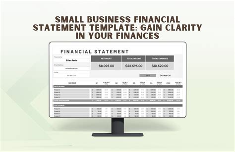 Small Business Financial Statement Template in MS Excel, Google Sheets ...