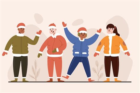 Free Vector | Hand drawn flat winter people collection