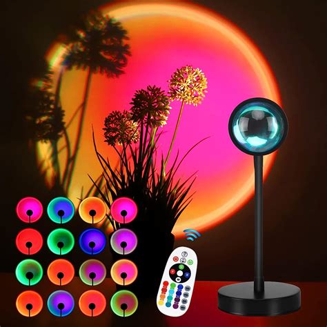 Sunset Lamp Projection 16 Colors Sunset Lamp Multiple Colors With Remote Control 360 Degree