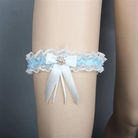 Lowosaiwor Factory Vintage Blue Organza Lace Wedding Garter Bridal Leg Garter Belt Handmade