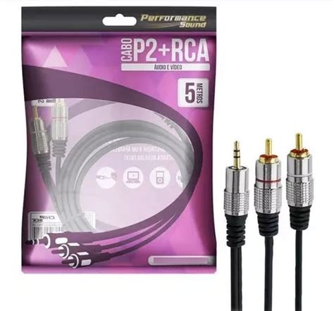 Cabo De Audio P2 X 2 Rca Profissional Plug Metal 5 Metros