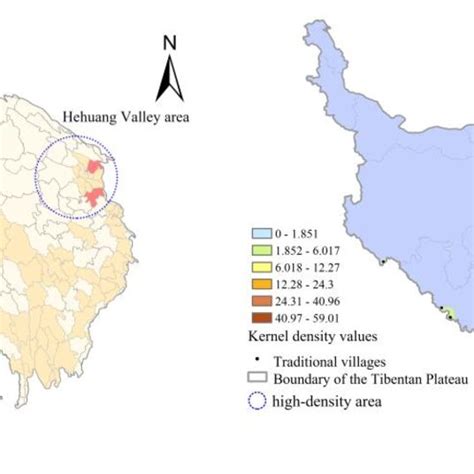 High Density And Cluster Areas Of Traditional Villages On The Tibetan