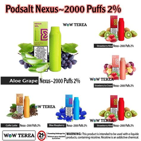 New Podsalt Nexus 2000 Puffs Puffs 2 Disposable Vape Wow Terea