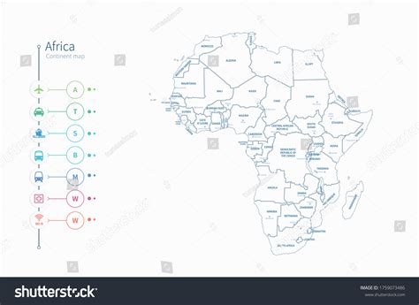 Africa Karte Detaillierter Afrikanischer Kontinent Vektor Stock