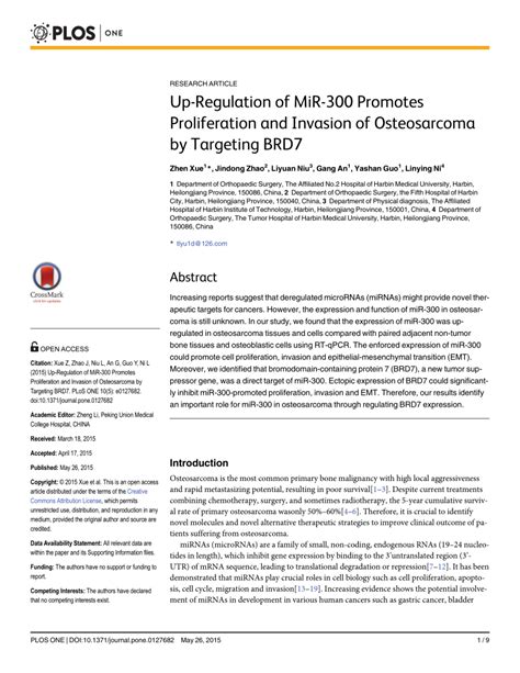 Pdf Up Regulation Of Mir 300 Promotes Proliferation And Invasion Of