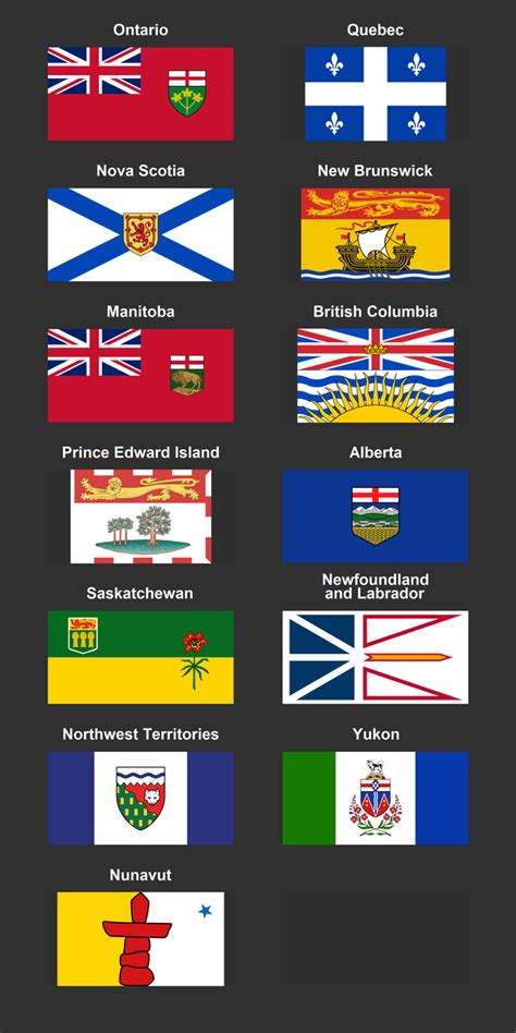 Compiled: Current flags of Canada provinces by MagnumDrako25 on DeviantArt