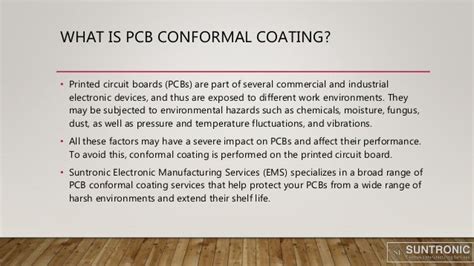 Pcb Conformal Coating And Potting Services Ppt