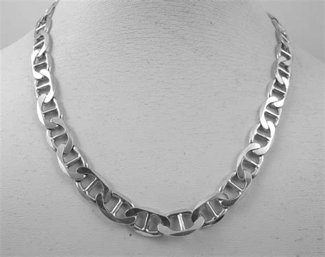 Sterling Mariner Link Chain Necklace Italian Anchor Link