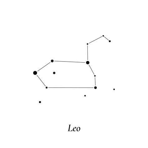 Leo Sign Stars Map Of Zodiac Constellation Vector Illustration