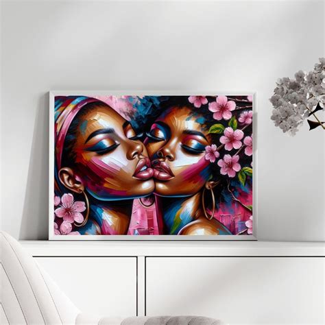 Black Lesbian Poster Subtle Lesbian Art Print Sapphic Wall Art Pride