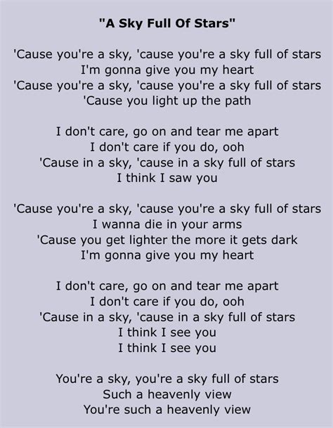 Coldplay song sky full of stars - naxredream