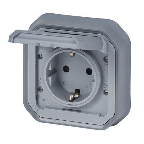 Plexo German Standard Socket Outlet With Screw Terminals Grey