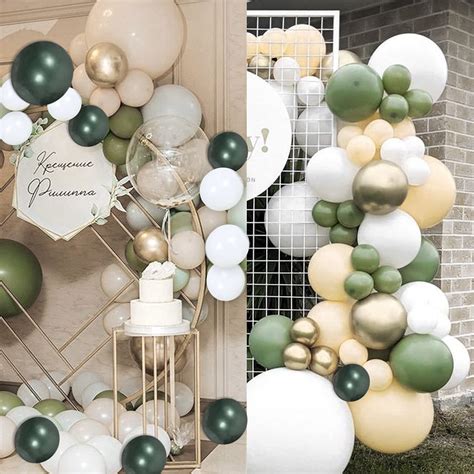 Buy Wamiao 129 PCS Sage Green Balloon Arch Kit Olive Green White Latex