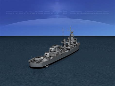 Fletcher Class Destroyer Dd Uss Fletcher D Model Ds