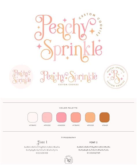 Peach Pink Premade Logo Design Modern Colorful Logo Bright Boho