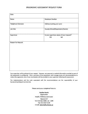 Fillable Online Hr Uottawa ERGONOMIC ASSESSMENT REQUEST FORM UOttawa